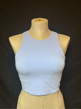 Athleta Light Blue High Neck Crop Bra Top